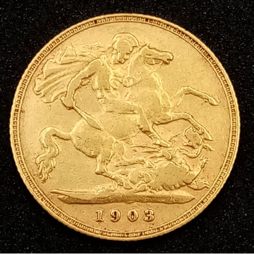 716 - A 1903 Edward VII 22K Gold Half Sovereign.