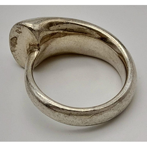 929 - A Vintage (Tests as Silver), Heavy, Viking Horn Design Ring Size N. (Most likely Scandinavian Origin... 