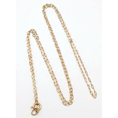 989 - A 9K Yellow Gold Disappearing Necklace. 40cm. 0.42g