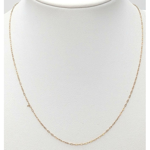 989 - A 9K Yellow Gold Disappearing Necklace. 40cm. 0.42g