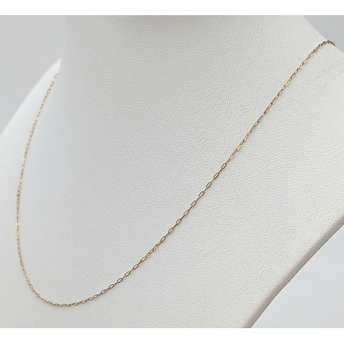 989 - A 9K Yellow Gold Disappearing Necklace. 40cm. 0.42g