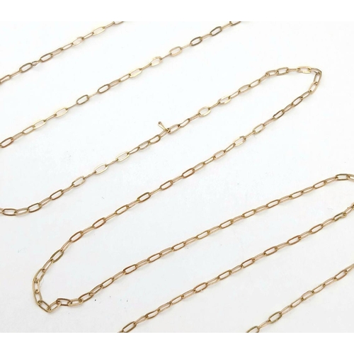 989 - A 9K Yellow Gold Disappearing Necklace. 40cm. 0.42g