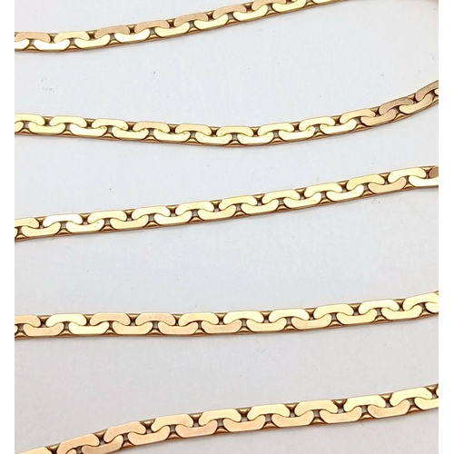 313 - A 9k yellow gold banana link chain, 44.5cm length, 7.2g. Ref: TC02