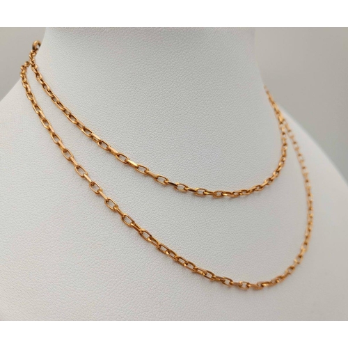 526 - A 9K Yellow Gold Small Belcher Link Chain. 63cm length. 6g weight.