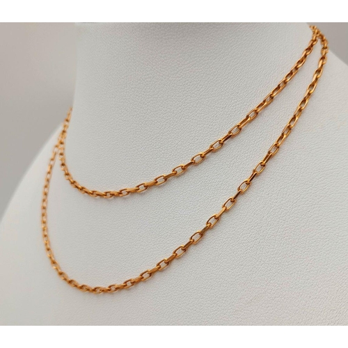 526 - A 9K Yellow Gold Small Belcher Link Chain. 63cm length. 6g weight.