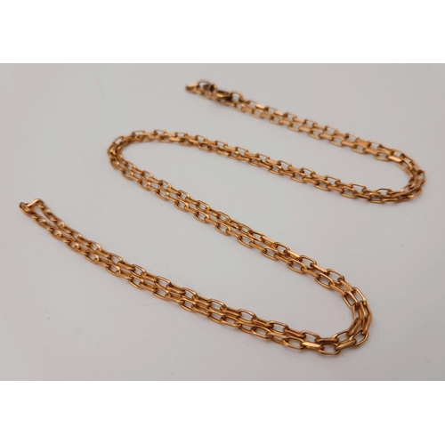 526 - A 9K Yellow Gold Small Belcher Link Chain. 63cm length. 6g weight.