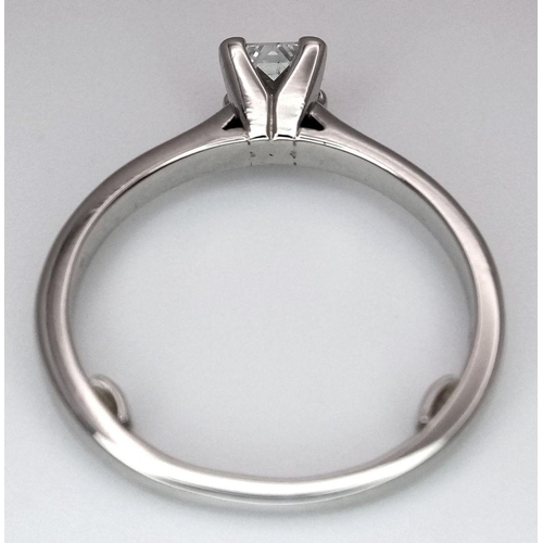 60 - A PLATINUM DIAMONDSOLITAIRE RING PRINCESS CUT 0.50CT 4.31G SIZE M. Ref: A/S 1069