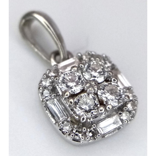 635 - A 9K WHITE GOLD DIAMOND SET PENDANT 0.30CT 0.84G 1.5cm. Ref: A/S 1080 - 3