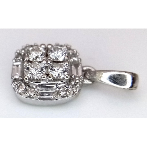 635 - A 9K WHITE GOLD DIAMOND SET PENDANT 0.30CT 0.84G 1.5cm. Ref: A/S 1080 - 3