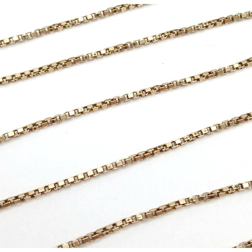 744 - A 9K Yellow Gold Venetian Link Necklace. 43cm length. 2.86g