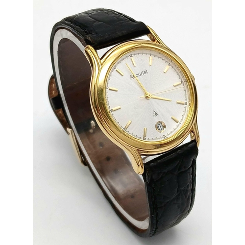 971 - A Gold Tone Accurist Quartz Date Watch Model MS313-33mm Case. New battery fitted September 2024 and ... 