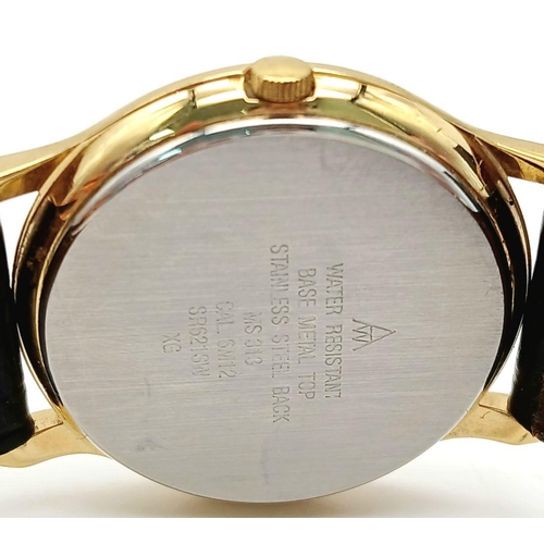 971 - A Gold Tone Accurist Quartz Date Watch Model MS313-33mm Case. New battery fitted September 2024 and ... 