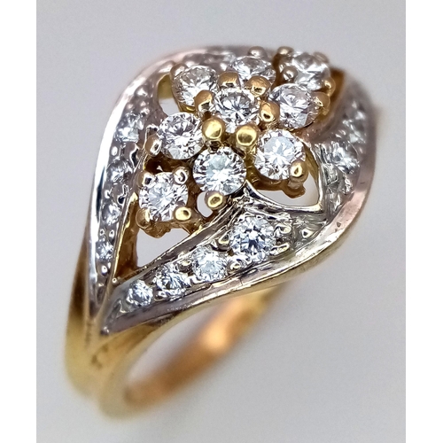 137 - A 18K YELLOW GOLD DIAMOND RING. 0.40CT. TOTAL WEIGHT 4.3G. SIZE M. Ref: SC 4074