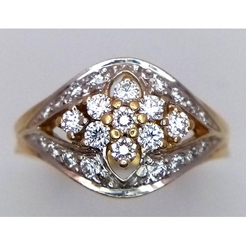 137 - A 18K YELLOW GOLD DIAMOND RING. 0.40CT. TOTAL WEIGHT 4.3G. SIZE M. Ref: SC 4074