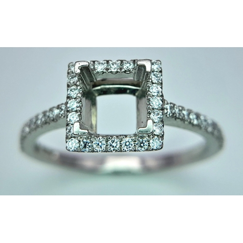 201 - A NEW PLATINUM DIAMOND SET RING, MOUNT READY TO SET YOUR DREAM CENTRE STONE. 0.40CT , 4.1G TOTAL WEI... 