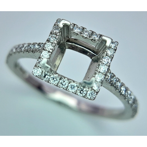 201 - A NEW PLATINUM DIAMOND SET RING, MOUNT READY TO SET YOUR DREAM CENTRE STONE. 0.40CT , 4.1G TOTAL WEI... 