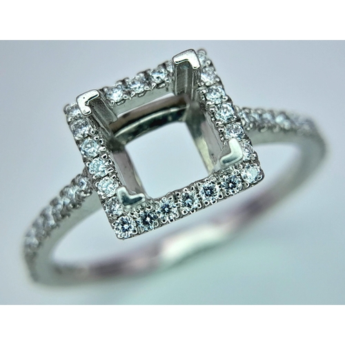 201 - A NEW PLATINUM DIAMOND SET RING, MOUNT READY TO SET YOUR DREAM CENTRE STONE. 0.40CT , 4.1G TOTAL WEI... 