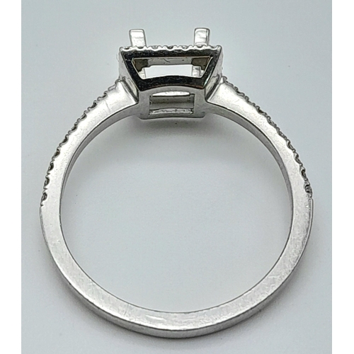 201 - A NEW PLATINUM DIAMOND SET RING, MOUNT READY TO SET YOUR DREAM CENTRE STONE. 0.40CT , 4.1G TOTAL WEI... 