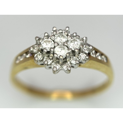 222 - A 18K YELLOW GOLD DIAMOND CLUSTER RING 0.35CT 3.4G SIZE R. Ref: SC 4059