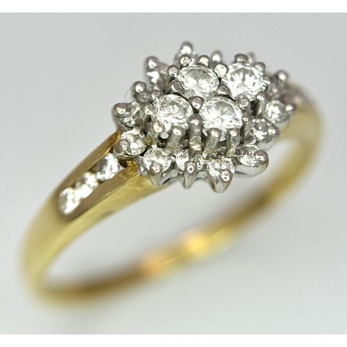 222 - A 18K YELLOW GOLD DIAMOND CLUSTER RING 0.35CT 3.4G SIZE R. Ref: SC 4059