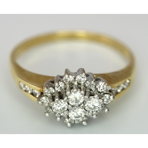 222 - A 18K YELLOW GOLD DIAMOND CLUSTER RING 0.35CT 3.4G SIZE R. Ref: SC 4059