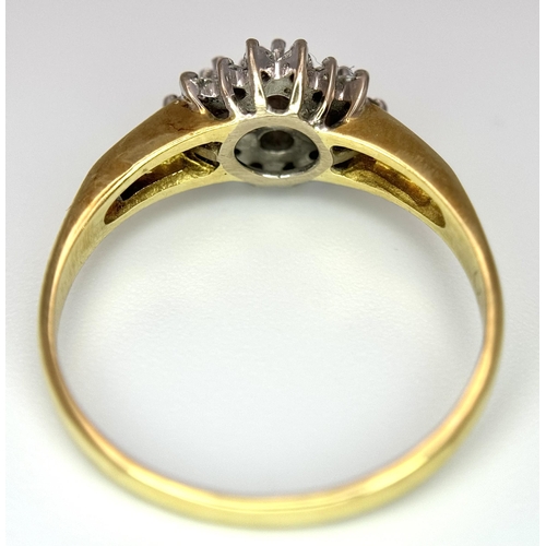 222 - A 18K YELLOW GOLD DIAMOND CLUSTER RING 0.35CT 3.4G SIZE R. Ref: SC 4059