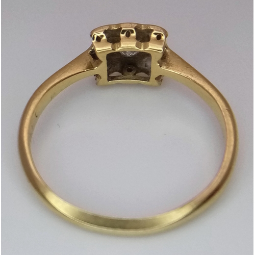 292 - A 18K YELLOW GOLD VINTAGE DIAMOND RING. TOTAL WEIGHT 2.5G. SIZE N. Ref: SC 4073