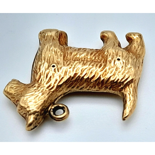 358 - A 9K Yellow Gold Scottish Terrier Pendant/Charm. 0.85g.