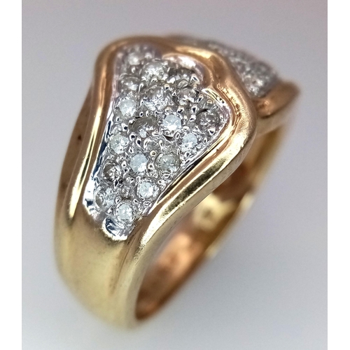 359 - A 9K YELLOW GOLD DIAMOND RING 0.50CT 6.2G SIZE N. Ref: SC 4003