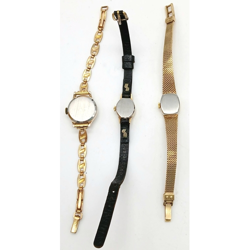 557 - Three Vintage Ladies Manual Wind Dress Watches Comprising; 1) A Swiss Made Gold Tone Avia Incabloc W... 