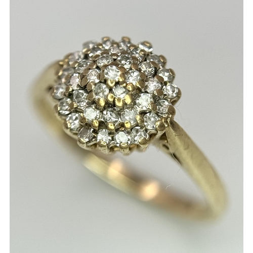 565 - A 9K YELLOW GOLD DIAMOND CLUSTER RING 0.25CT 2.1G SIZE M. Ref: SC 4021