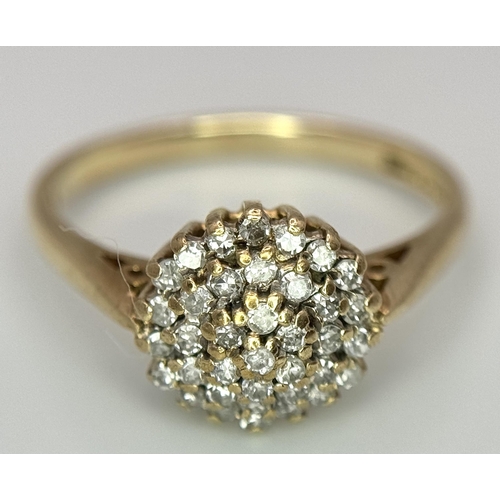 565 - A 9K YELLOW GOLD DIAMOND CLUSTER RING 0.25CT 2.1G SIZE M. Ref: SC 4021