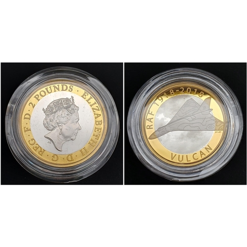 613 - A Mint Condition, Limited Edition, RAF Centenary 2018 ‘Vulcan’ Silver Proof with Gold £2 Coin as Iss... 