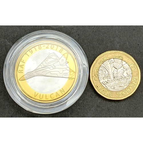 613 - A Mint Condition, Limited Edition, RAF Centenary 2018 ‘Vulcan’ Silver Proof with Gold £2 Coin as Iss... 