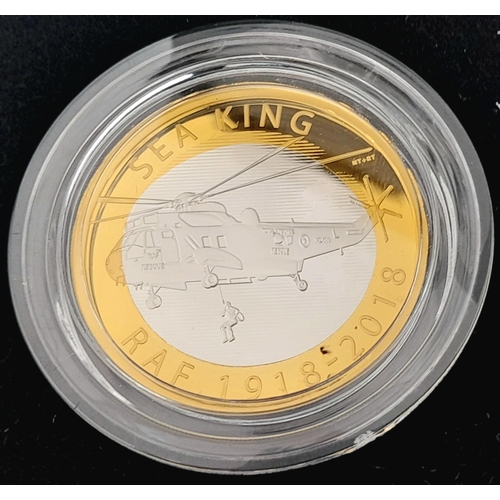 620 - A Mint Condition, Limited Edition, RAF Centenary 2018 ‘Sea King’ Silver Proof with Gold £2 Coin as I... 