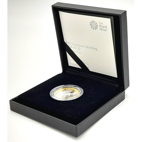 620 - A Mint Condition, Limited Edition, RAF Centenary 2018 ‘Sea King’ Silver Proof with Gold £2 Coin as I... 