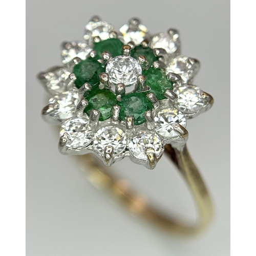 642 - A 9K YELLOW GOLD STONE SET CLUSTER RING 2.2G SIZE O. Ref: SC 4001