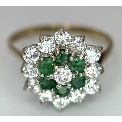 642 - A 9K YELLOW GOLD STONE SET CLUSTER RING 2.2G SIZE O. Ref: SC 4001