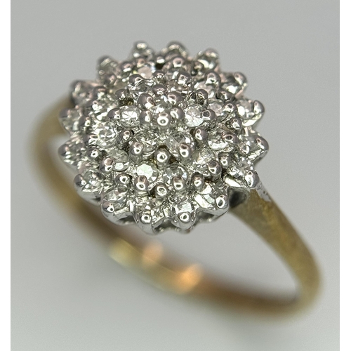 663 - A 9K YELLOW GOLD DIAMOND CLUSTER RING 0.25CT 2.2G SIZE N. Ref: SC 4010