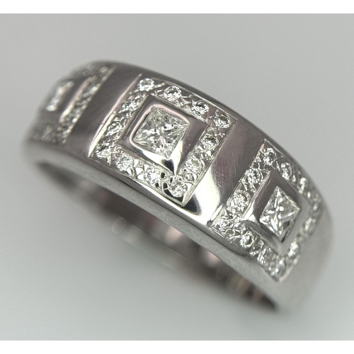 88 - A 18K WHITE GOLD DIAMOND RING. 0.50CT. TOTAL WEIGHT 4.2G. SIZE L AND 1/2. Ref: SC 4061