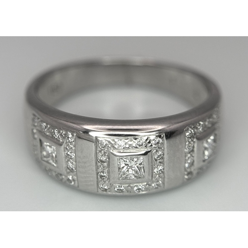 88 - A 18K WHITE GOLD DIAMOND RING. 0.50CT. TOTAL WEIGHT 4.2G. SIZE L AND 1/2. Ref: SC 4061