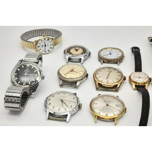 978 - A Parcel of Ten Vintage Men’s and Ladies Watches As Found, Some Working, Some Running and Stopping, ... 