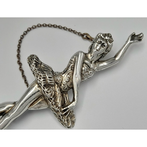 1454 - A vintage sterling silver ballet dancer brooch. Full Birmingham hallmarks, 1945. Total weight 8.9G. ... 