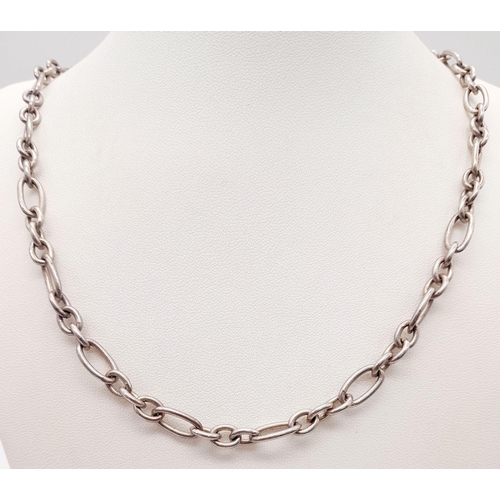 1493 - A vintage 925 silver chunky link necklace. Total weight 29.3G. Total length 52cm.