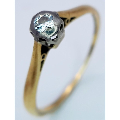 169 - A Classic Vintage Bravingtons of London 18K Gold and Diamond Solitaire Ring. Size P. 1.65g total wei... 