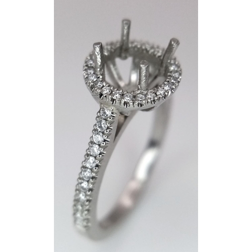 208 - A NEW PLATINUM DIAMOND SET HALO STYLE RING, MOUNT READY TO SET YOUR DREAM CENTRE STONE. 0.25CT , 4.6... 