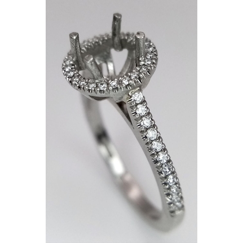 208 - A NEW PLATINUM DIAMOND SET HALO STYLE RING, MOUNT READY TO SET YOUR DREAM CENTRE STONE. 0.25CT , 4.6... 