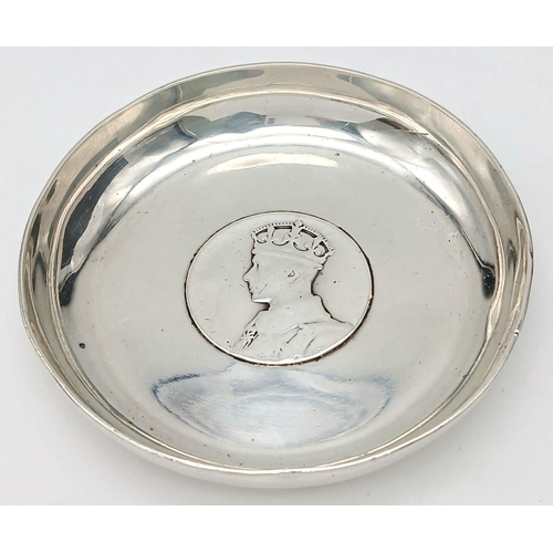 407 - A 1937 Sterling Silver Pin Dish - George VI Coronation. Hallmarks for London 1937. Makers marks of G... 