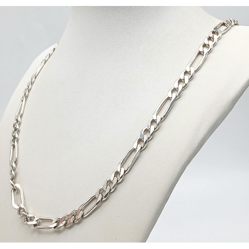 797 - A STERLING SILVER FIGARO NECKLACE. TOTAL WEIGHT APPROX. 34G. 52CM IN LENGTH. Ref: SC 4092