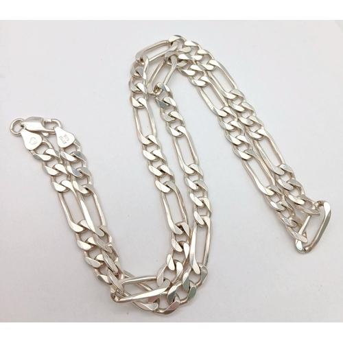 797 - A STERLING SILVER FIGARO NECKLACE. TOTAL WEIGHT APPROX. 34G. 52CM IN LENGTH. Ref: SC 4092